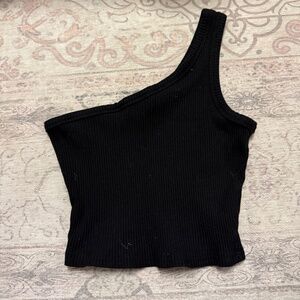 Black one shoulder tank top